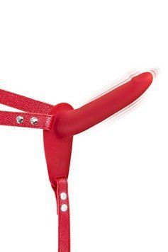 Червоний вібруючий страпон Fetish Tentation &mdash; акцент на наконечнику й вигині