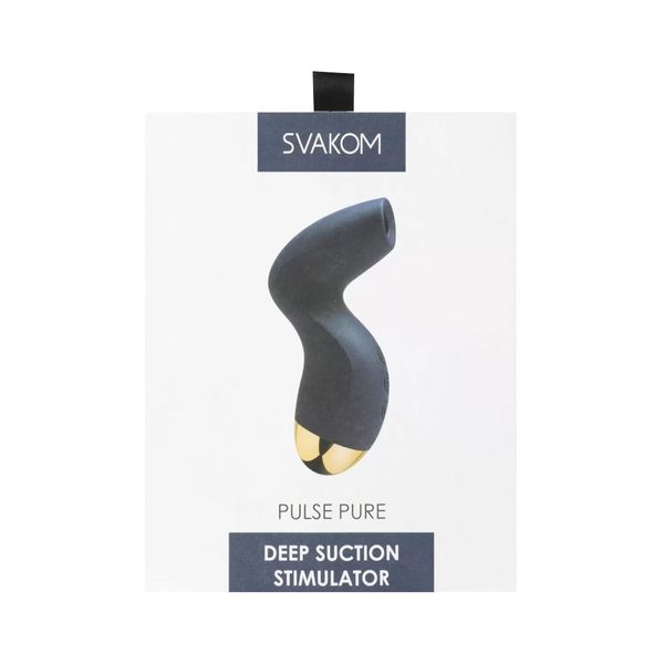 Зображення вакуумного стимулятора Svakom Pulse Pure, який має 6 рівнів насолоди і задоволення. Цей стимулятор використовує технологію вакуумного масажу для надання точних і потужних стимулюючих ефектів. Завдяки своїм різним режимам і настройкам, він забез