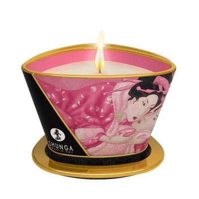 Зображення найгарячішої масажної свічки Shunga, яка промовляє своїми соковитими ароматами та екстазуючими відчуттями.