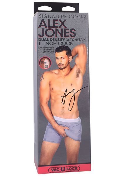 Реалістичний фалоімітатор Doc Johnson Signature Cocks Alex Jones 11 inch ULTRASKYN в упаковці з фото моделі