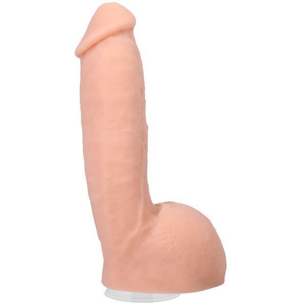 Реалістичний фалоімітатор Doc Johnson Signature Cocks Girthmasterr 8,5'' з кібершкіри ULTRASKYN, вид збоку з присоскою, тілесний колір