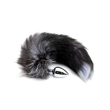 Лисячий хвіст і металева анальна пробка Alive Black And White Fox Tail - джерело нових емоцій!