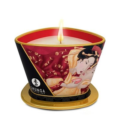Зображення масажної свічки Shunga Massage Candle, яка запрошує насолодитися світлом, розслабленням та спокусою