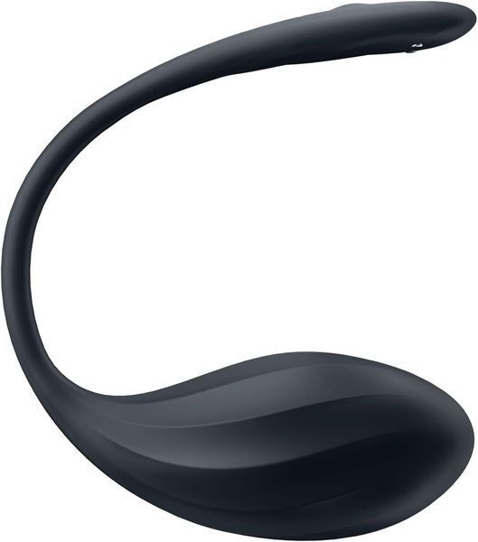 Чорне смарт віброяйце Satisfyer Ribbed Petal з гнучким ребристим стрижнем для стимуляції точки G