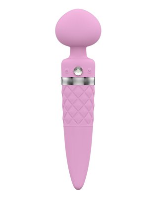 Вібратор мікрофон PILLOW TALK - Sultry Pink, зображений на розкішному фоні, це іграшка, яка пропонує три види насолоди у всього одному пристрої.