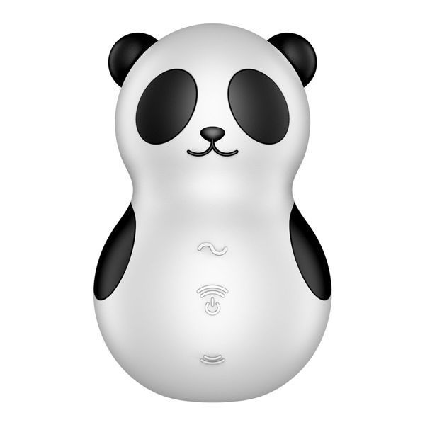 Satisfyer Pocket Panda 🐼 фронтальний ракурс вакуумного клиторального вібратора з кнопками на животику