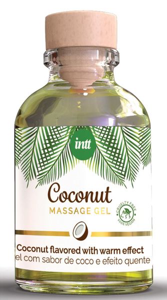 Розкішна масажна олія Intt Coconut Vegan, зроблена з 100% вегетаріанських компонентів, насичена ароматом кокосу. Вона позбавлена будь-яких шкідливих речовин та етично вироблена