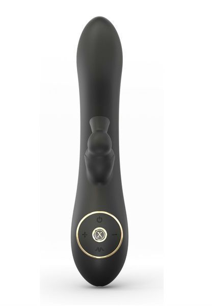 игляд вібратора Dorcel Divine Rabbit спереду з кнопками управління та насадкою для клітора