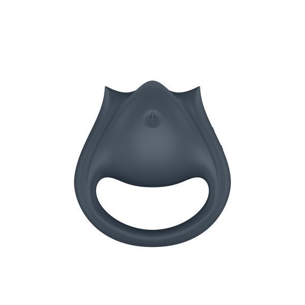 Ерекційне кільце з вібрацією Satisfyer Perfect Pair 2 🌑 вигляд спереду, темно-сірий силікон, отвір для члена.