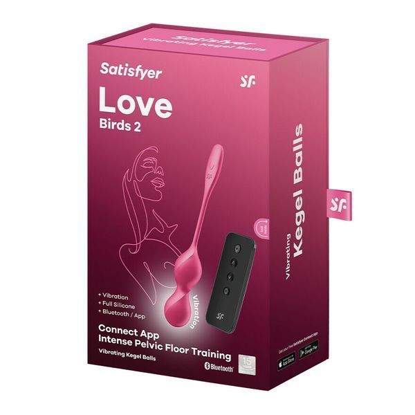 Упаковка вагінальних кульок Satisfyer Love Birds 2 Connect App, рожевий смарт-тренажер Кегеля