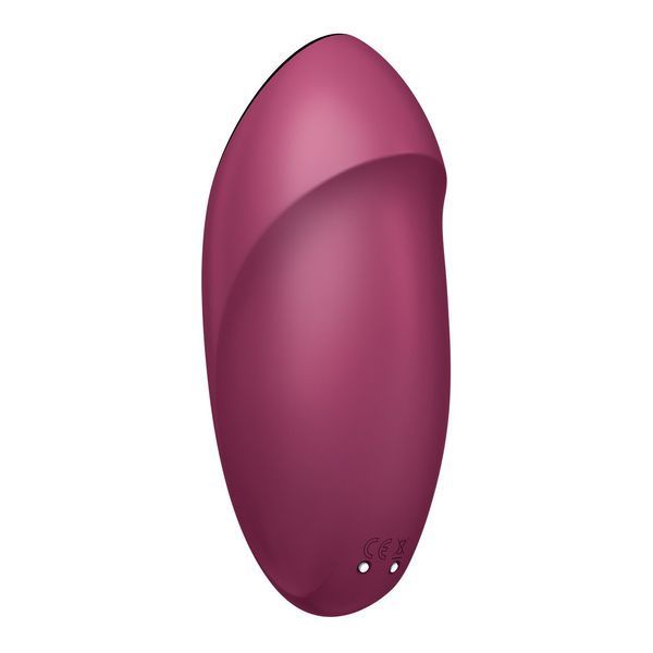 Кліторальний вібратор Satisfyer Tap & Climax 1 бордовий 💦 вид збоку з видимою м&rsquo;якою насадкою