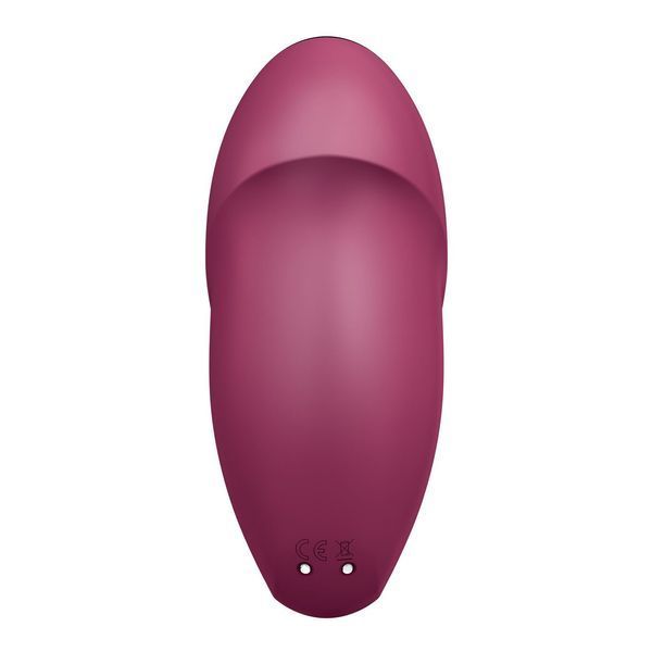 Кліторальний вібратор Satisfyer Tap & Climax 1 бордовий 💗 вигляд знизу з магнітними контактами зарядки