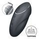 Сіро-блакитний кліторальний вібратор Satisfyer Tap & Climax 1 з піктограмою tapping та насадкою