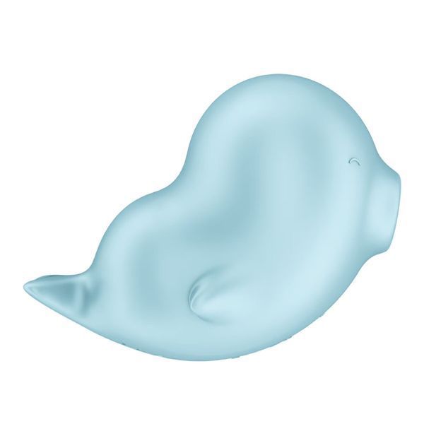 Блакитний кліторальний вакуумний вібратор Satisfyer Sassy Seal у формі тюленя, вид збоку