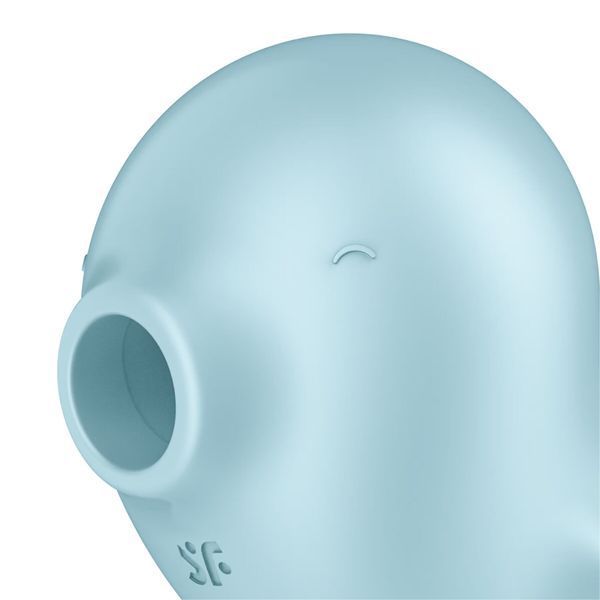 Вакуумний вібратор Satisfyer Sassy Seal 2-в-1 з повітряними хвилями та вібрацією, компактний блакитний дизайн тюленя