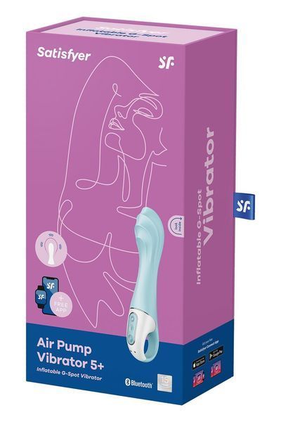 Упаковка вібратора Satisfyer Air Pump 5+ з інфографікою