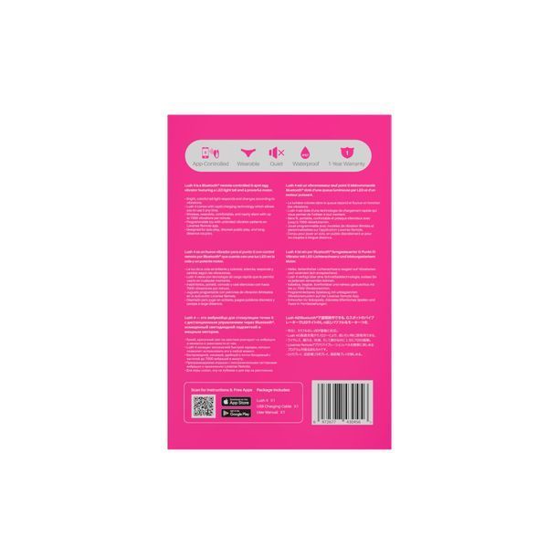 Задня сторона упаковки Lush 4 &mdash; піктограми водонепроникності та керування через застосунок.