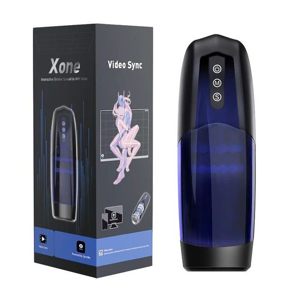 На зображенні показана елегантна коробка з віртуальним мастурбатором Magic Motion Xone. Цей пристрій має сучасний дизайн з використанням найновітніших технологій для створення неперевершеного задоволення.