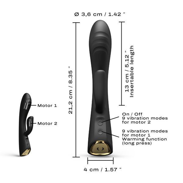 Технічні характеристики чорного Dorcel FLEXI RABBIT &mdash; розміри, кнопки, дизайн