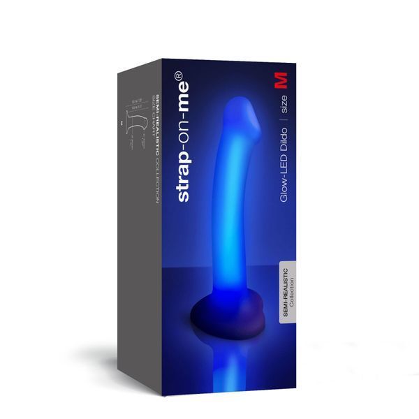 Коробка Strap-On-Me Glow-LED M &mdash; фалоімітатор, що світиться, напівреалістична форма, розмір M