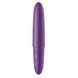 Вигляд фіолетової віброкулі Satisfyer злегка збоку &mdash; елегантна еротика