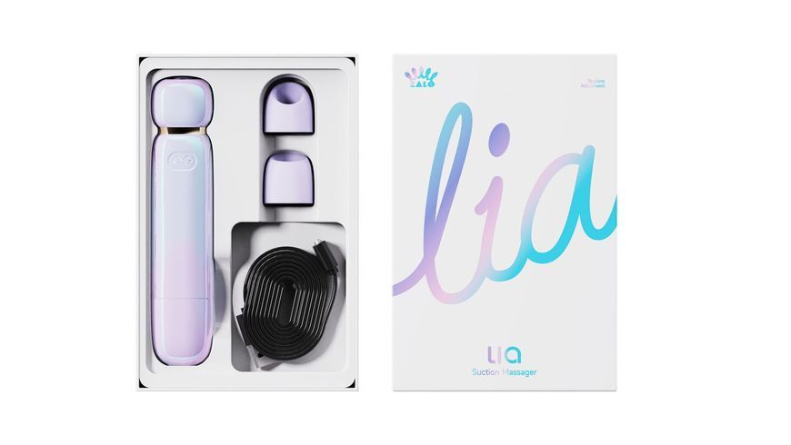 набір Zalo Lia Lavender Purple у коробці &mdash; вібратор, насадки та USB-кабель