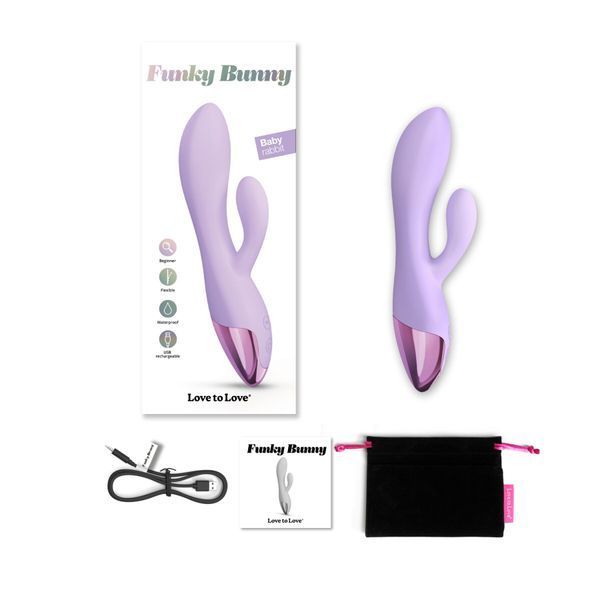 ібратор FUNKY BUNNY у повному комплекті з коробкою, зарядкою та мішечком