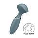 Сірий мікровібратор Satisfyer Mini Wand-er у нахиленому ракурсі &mdash; для тілесної магії