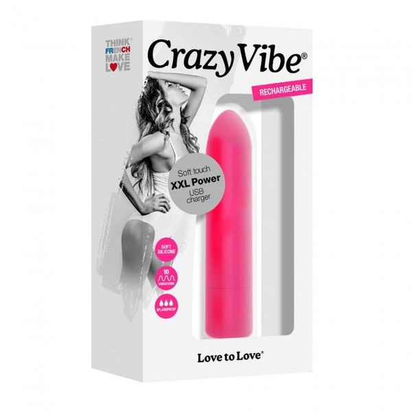 Зображення демонструє Віброкулю Love To Love Crazy Vibe. Ця секс-іграшка має елегантний дизайн з гладкою поверхнею. Її рожевий колір додає відчуття ніжності та жіночості. Уважно розташовані кнопки на корпусі дозволяють легко перемикати між різними режимам