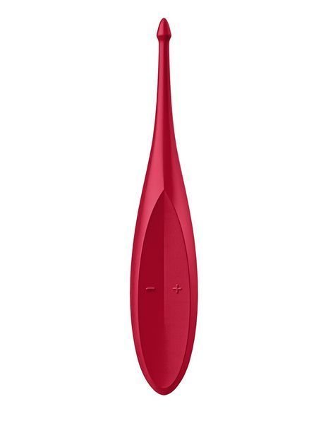 Вібратор Satisfyer Twirling Fun червоного кольору &ndash; вигляд спереду з тонким точковим наконечником