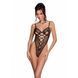 Сексуальне боді NORTH BODY чорне XXL/XXXL &mdash; фронтальний вигляд, глибокий V, сітка з сердечками, візуально стрункішить