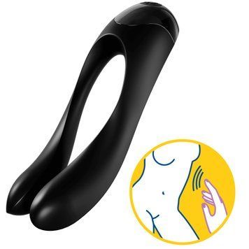 Вібратор Satisfyer Candy Cane на пальці в дії — ілюстрація стимуляції клітора