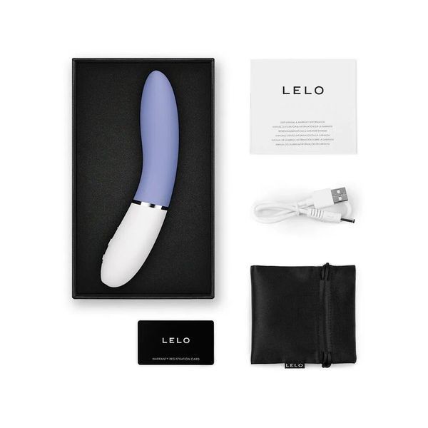 Блакитний LELO Liv 3 у коробці з зарядним кабелем, мішечком і гарантійною карткою &mdash; ЕроКазка