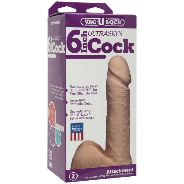 Фалоімітатор з кібершкіри Doc Johnson ULTRASKYN 6&Prime; Vac-U-Lock &mdash; вид упаковки, реалістичний дилдо, ЕроКазка