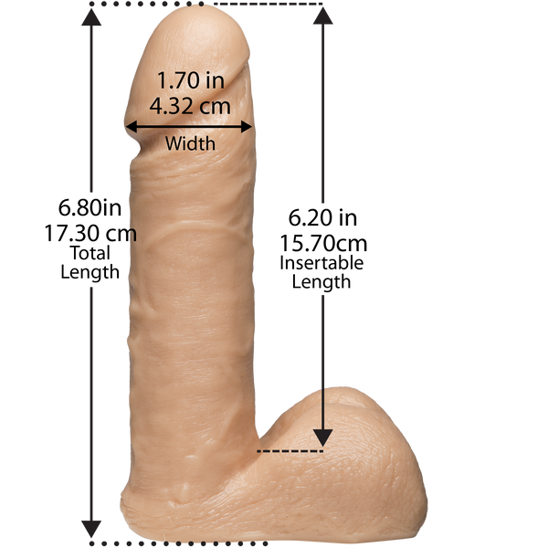 Doc Johnson ULTRASKYN 6&Prime; &mdash; розміри 17,3&times;15,7&times;4,32 см, фалоімітатор з кібершкіри з яєчками, Vac-U-Lock