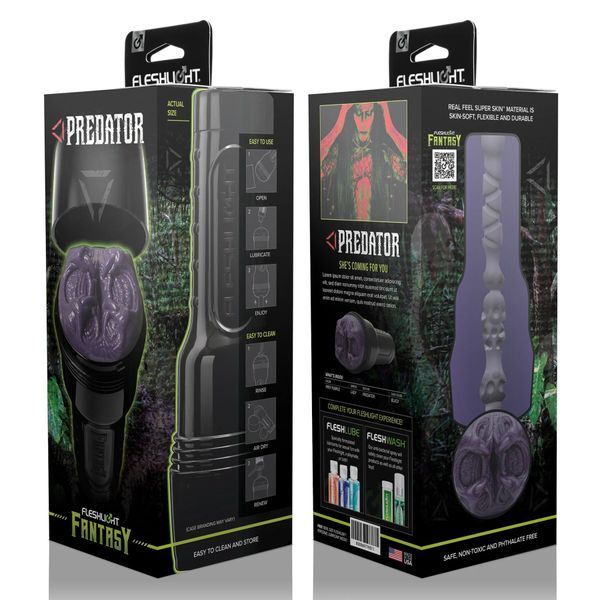 Упаковка Fleshlight Fantasy Predator із фіолетовою втулкою SuperSkin і чорним футляром