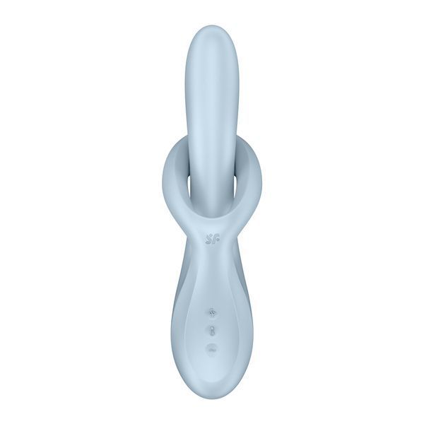 Satisfyer Heat Flex 4 блакитний &mdash; вагінально-кліторальний вібратор кролик із кільцем навколо ствола