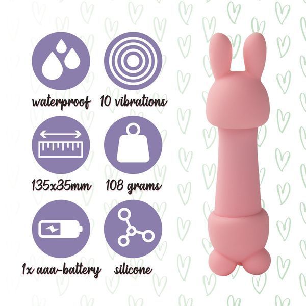 Віброкуля Mister Bunny рожевого кольору &ndash; 10 режимів вібрації, преміум силікон