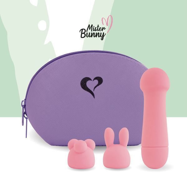 Рожевий набір Mister Bunny з трьома насадками та чохлом &ndash; для солодких еротичних пригод