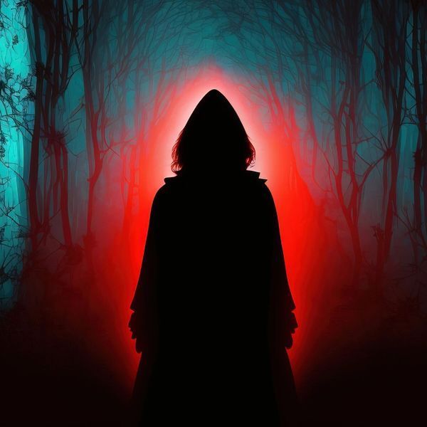 Силует Reaper у темному лісі з червоним сяйвом &mdash; атмосферний арт Fleshlight Fantasy