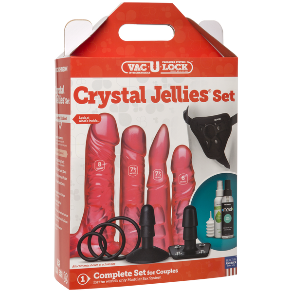 Vac-U-Lock Crystal Jellies &mdash; насадки для страпона, упряж і бази крупним планом