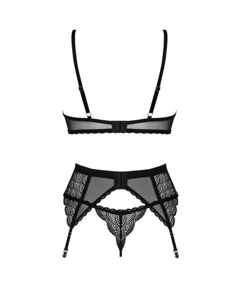 Obsessive Chemeris M/L &mdash; комплект білизни на білому фоні, вид ззаду (бра і пояс).