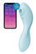 Satisfyer Curvy Trinity 5+ у блакитному кольорі поруч із смартфоном з додатком Satisfyer Connect