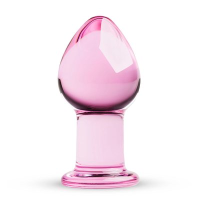 Чудовий рожевий скляний анальний стимулятор виглядає неперевершено, ідеально підкреслюючи стиль і фантазію.